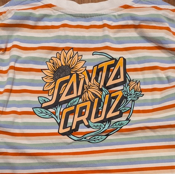 Santa Cruz Long Sleeve Cotton‎ Tee Multicolor Stripe Graphic Women's Small EUC - Picture 4 of 6